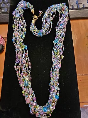 Joan Rivers Multi Strand Torsade Glass Bead Necklace Pastel Tones  Ect  • $30