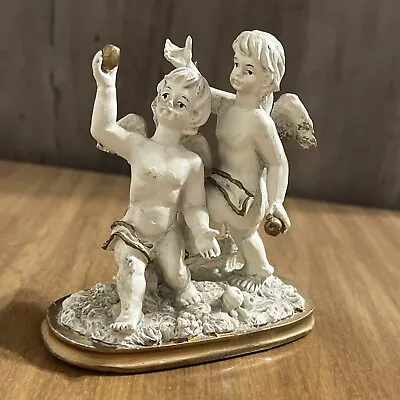 K's Collection Limited Edition Bisque CHERUB ANGELS Holding On Apples Figurine • $4.99
