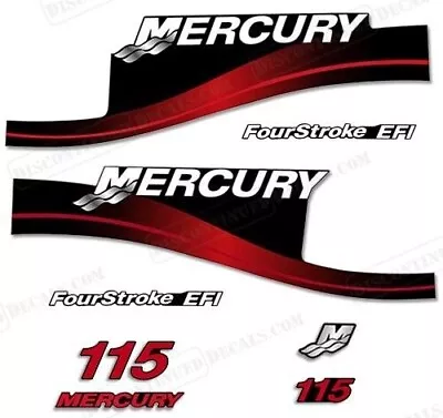 Mercury 115 Hp Outboard Reproduction Decals Sticker Set 881649A01 Red • $38.50