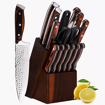 15PCS Kitchen Knife Set With Wooden BlockStainless Steel Color Wooden Handle • $115.98