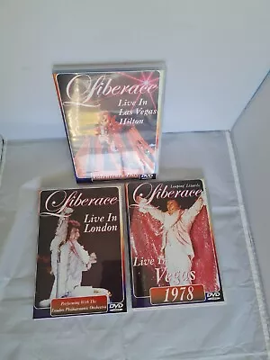 3 Liberace DVDs Live In London / Live In Vegas 78 / Live Vegas Valentines Day • £12.99