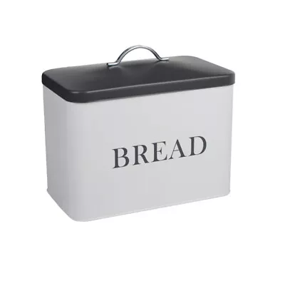 Airtight Bread Bin Loaf Canister Large Vintage White Grey Food Storage Kitchen • £26.99