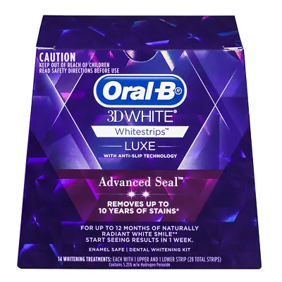 $42 • Buy 14pc Oral-B 3D Whitestrips Teeth Whitening Stain Removal Luxe Advanced Seal Kit