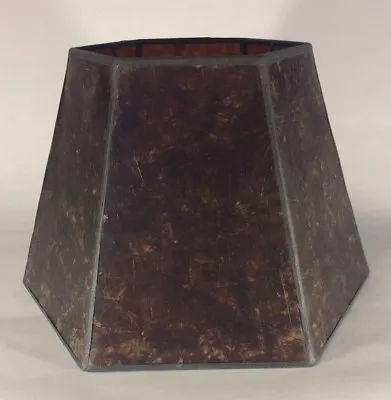7  X 12  X 7 1/2  Antique Amber Hexagon Style Mica Bridge Floor Lamp Shade 703M • $114.96