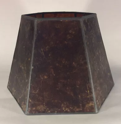 9  X 14  X 10  Antique Amber Hexagon Style Mica Bridge Floor Lamp Shade #MS704M • $159.95