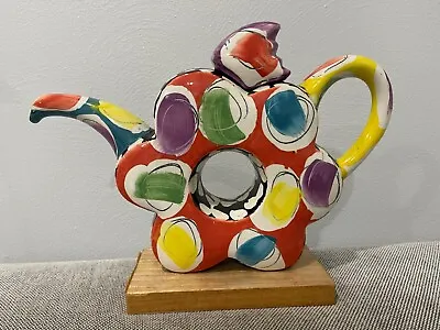 Unusual Art Pottery Abstract Form Teapot W/ Dot Decoration/ Lorna Jackson Currie • $150