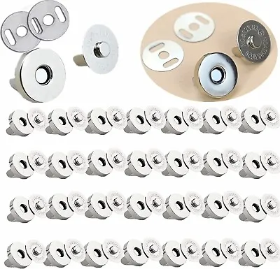 50 Sets 14mm Silver Magnetic Button Clasp Snaps Great For Sewing Leather Clothes • $11.73