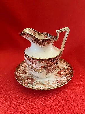 C 1894 Samuel Radford Embossed Scalloped Floral Milk Jug & Saucer Pattern #643 • £27.85