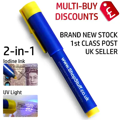 2 In 1 Uv Counterfeit Fake Forged Money Note Checker Detector Tester Pens (g1) • £19.95