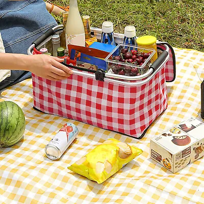 Insulated Folding Picnic Camping Shopping Bag Cooler Basket Box Hamper Flexible • £13.98