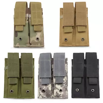 Nylon Tactical Molle Dual Double Pistol 9mm Mag Magazine Pouch Close Holster USA • $7.99