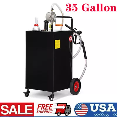 35 Gallon Fuel Caddy Gas Storage Tank & 4 Wheels With Manual Transfer Pump • $211.59