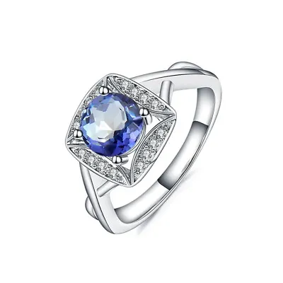 Natural Iolite Blue Mystic Quartz Gemstone 925 Sterling Silver Women Rings • $40.47