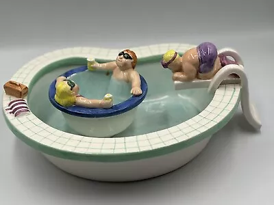 Lotus 1995 Chip And Dip Bowl Swimming Pool Party Hot Tub Vintage Ceramic Set • $60