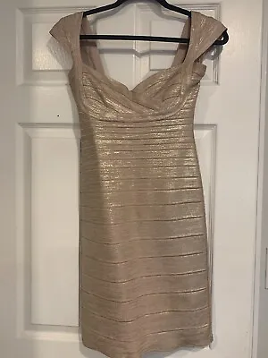 $69 • Buy Herve Leger Rose Gold Foil Dress