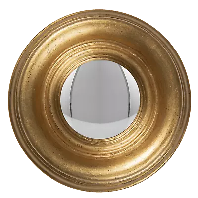 Convex Fisheye Porthole Mirror Round Gold Distressed Wood Retro Nautical 19cm  • £24.99