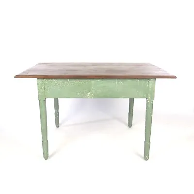 Vintage Farm Table Wooden Rustic Primitive Green Paint • $395