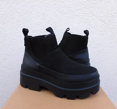Ugg Black Brisbane Chelsea Waterproof Platform Boots Women Us 7/ Eur 38 ~new • $144.95