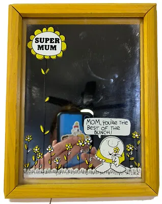 $20 • Buy Ziggy Vintage 1979 Yellow Wood Frame Mirror SUPER MUM Hang Or Table