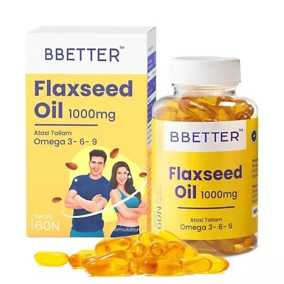 BBETTER Omega 3 6 9 Flax Seed Oil 60 Softgels For Healthy Heart & Brain • $35.44