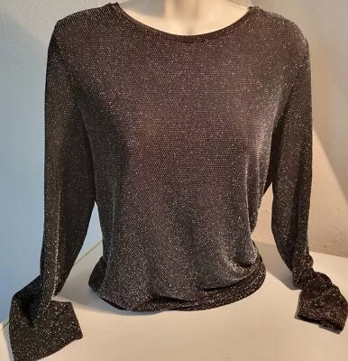 Calvin Klein Silver Metallic Shiny Sweater Long Sleeve Stretch. Medium • $17.79