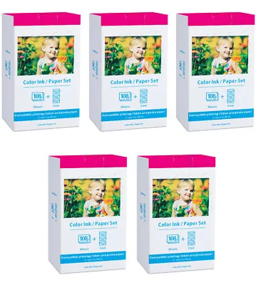 5 Set Canon KP-108IN Ink 4 X6  Photo Paper For Selphy CP1300 CP1200 CP1000 CP900 • £127.43