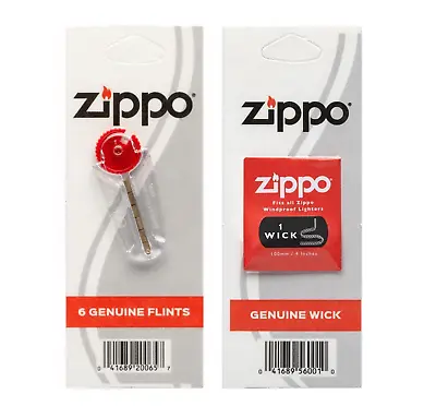 New Zippo ORIGINAL GENUINE 6 FLINTS + Wick For Zippo Blu Fluid Lighter Refill • $16.99