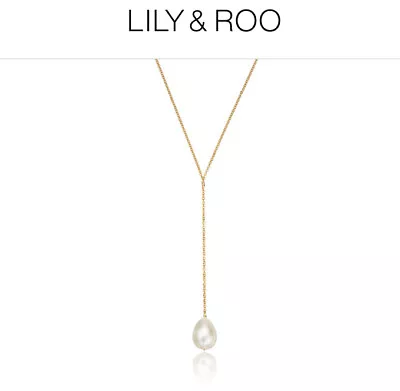 Lily & Roo 14k Gold Filled  Large Pearl Lariat Necklace New L16inch • £65