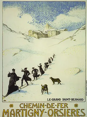 CATHOLIC Monks Monastery Ski Sport Chemin De Fer Vintage Poster Repo FREE S/H • $17.90