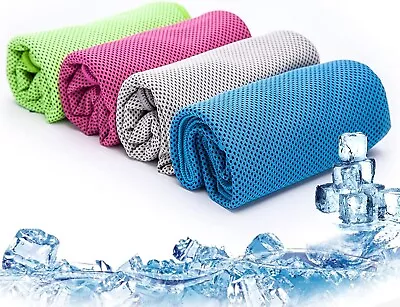 4 Packs Instant Cooling Towel Sports Gym Fast Drying Absorb Towels Yoga Travel • £4.95