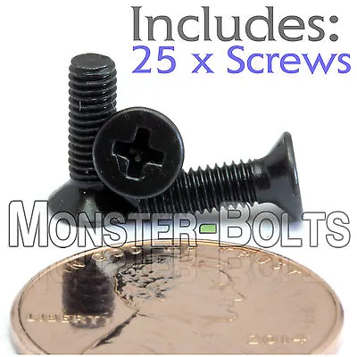 M3 X 10mm - Qty 25 - DIN 965 Phillips Flat Head Machine Screw Black Ox - Type H • $6.16