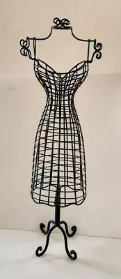 Black Iron Wire Metal Dress Form 21  Tall Display Mannequin Jewelry Holder • $19.99