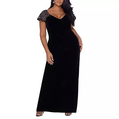 X By Xscape Womens Velvet V-Neck Formal Evening Dress Gown Plus BHFO 0181 • $28.99