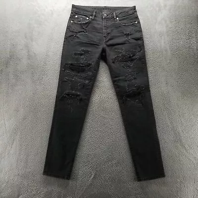 American Eagle Jeans Mens 32x32 Black Slim Ripped Low Rise Stretch Denim • $22.99