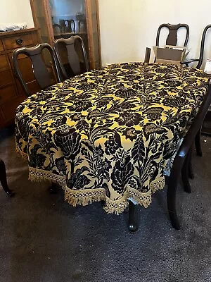 Vintage Bates Oblong Table Cover Gold Brown 64 X 84 • $8