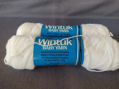 Vintage American Thread Dawn Wintuk Baby Yarn White Leftovers 1.8 & 1.3 Oz • $11.50