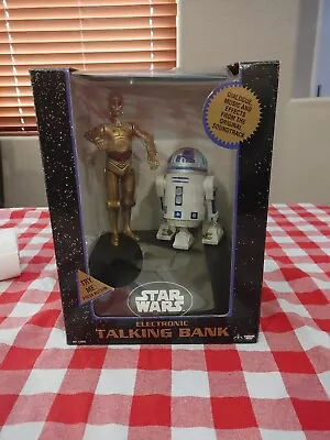 Vintage 1995 Star Wars Talking Bank C3PO R2D2 Thinkway Toys Plus 2 Holo Cubes • $15