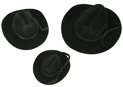 MINI BLACK Felt COWBOY HAT Western Wedding Party Favor Choose Size & Pack Amount • $1.48