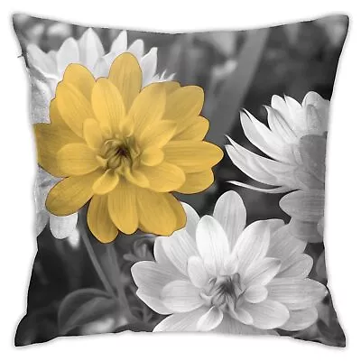 Yellow Grey Throw Pillow Covers Decorative Flowers Velvet Pillow Covers For C... • $20.18