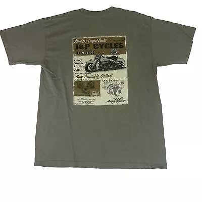 Vintage J&P Cycles Y2K T-Shirt Mens Size L Brown Amosa IA Biker Motorcycle • $24.99