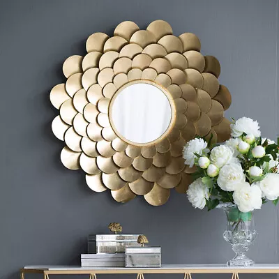 D31.5x3  Gold Mirrored Floral Wall Decor Wall Mirror For Entryway，Living Room • $225.11