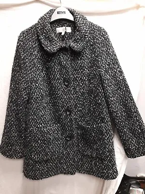 Edina Ronay Size M Womans Black White Speckle Overcoat • £10