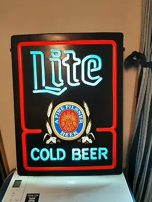 Miller Lite Cold Beer Vintage 1980s LED Neo Neon Light Sign Man Cave • $59.99