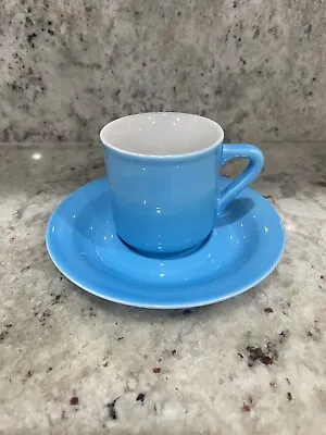 Vintage Italian Saturnia Turquoise/Blue Ceramic Espresso Cup And Saucer Set • $15