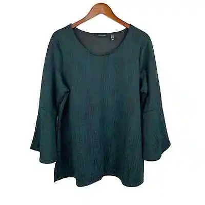 H By Halston Blouse Top Bell Sleeves Green Office Work Women’s 1X • $9.29