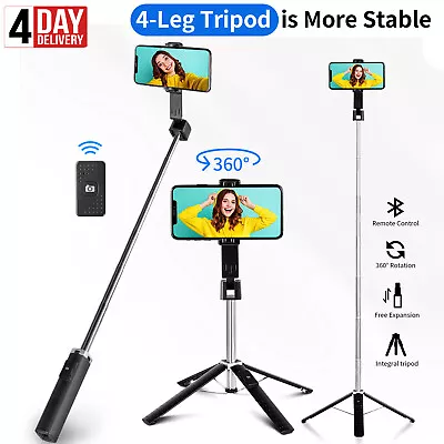 102cm Flexible Mobile Phone Tripod Holder Stand Selfie Stick Bluetooth Remote • $16.99