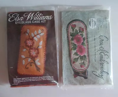 Lot Of 2 Elsa Williams Crewel Eyeglass Case Kits - Pure Linen And 100% Wool NEW • $34.95