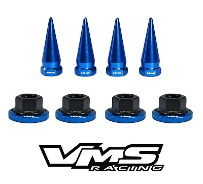 4 Vms Racing 14mm Strut Spikes +  Blue Washers & Black Flanged Nuts For Acura • $29.95