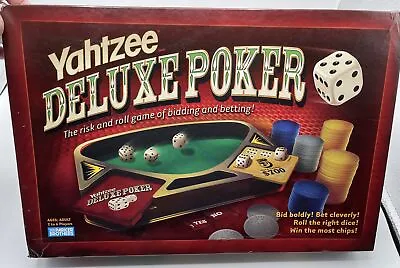 2005 Hasbro YAHTZEE DELUXE POKER Parker Brothers Gambling Board Game COMPLETE + • $27