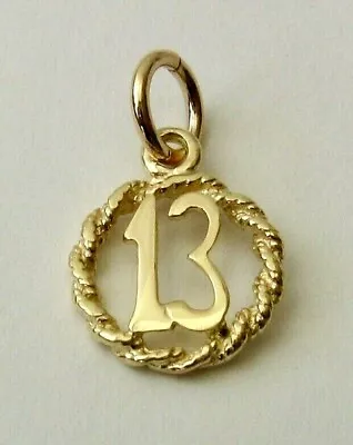 GENUINE SOLID  9K  9ct YELLOW GOLD 13 BIRTHDAY ANNIVERSARY GIFT CHARM/PENDANT    • $109